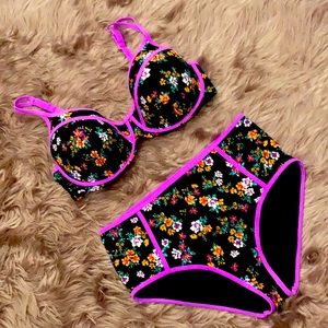 Floral high waisted bikini